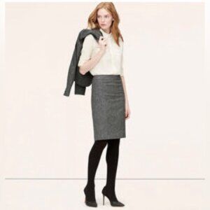 Loft Curvy Grey Straight Knee Length Pencil Skirt 8 Tall
